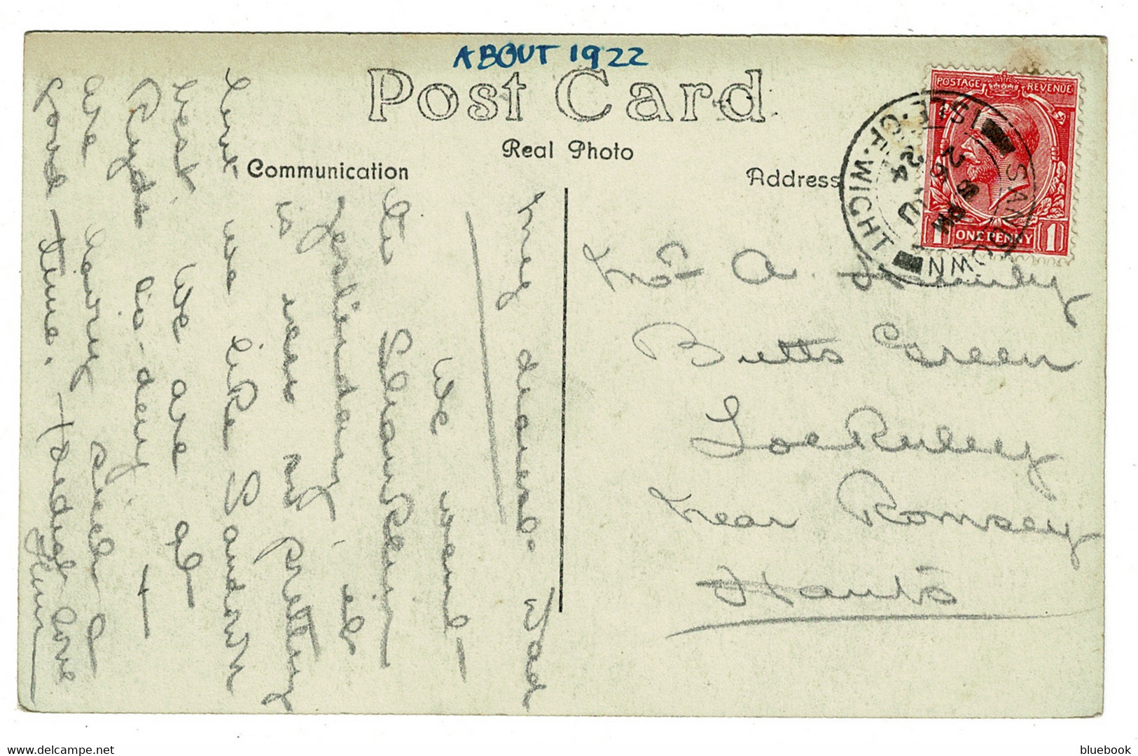 Ref 1508 -  1924 Postcard - Shanklin & Pier - Isle Of Wight - Sandown Postmark - Sandown