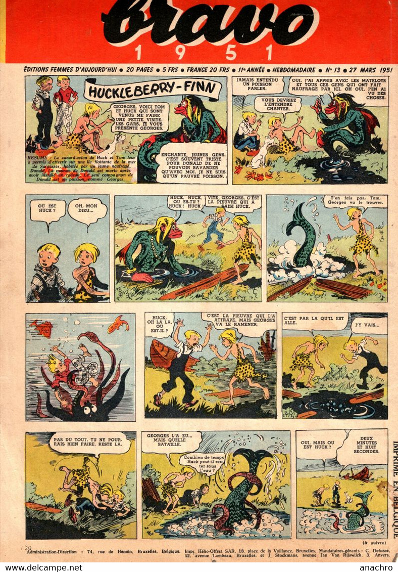 BRAVO 1951 Huckleberry-Finn N°13 - Marvel France