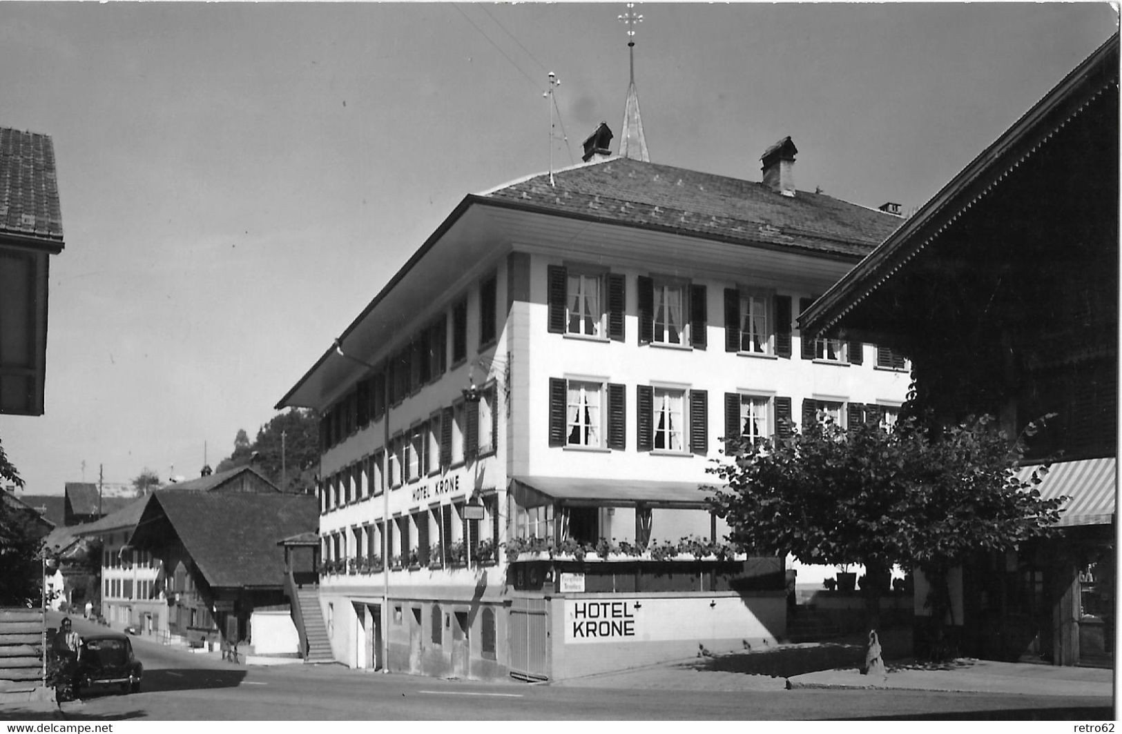 ERLENBACH → Hotel Krone Mit Oldtimer, Fotokarte Ca.1955 - Erlenbach