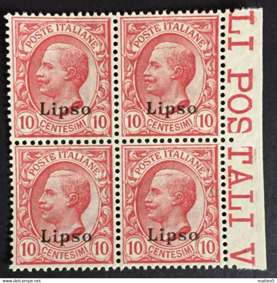 1912 -22 - Italia Regno - Isole Dell' Egeo - Lipso 10 Cent. -   Quartina - Nuovi - Ägäis (Lipso)