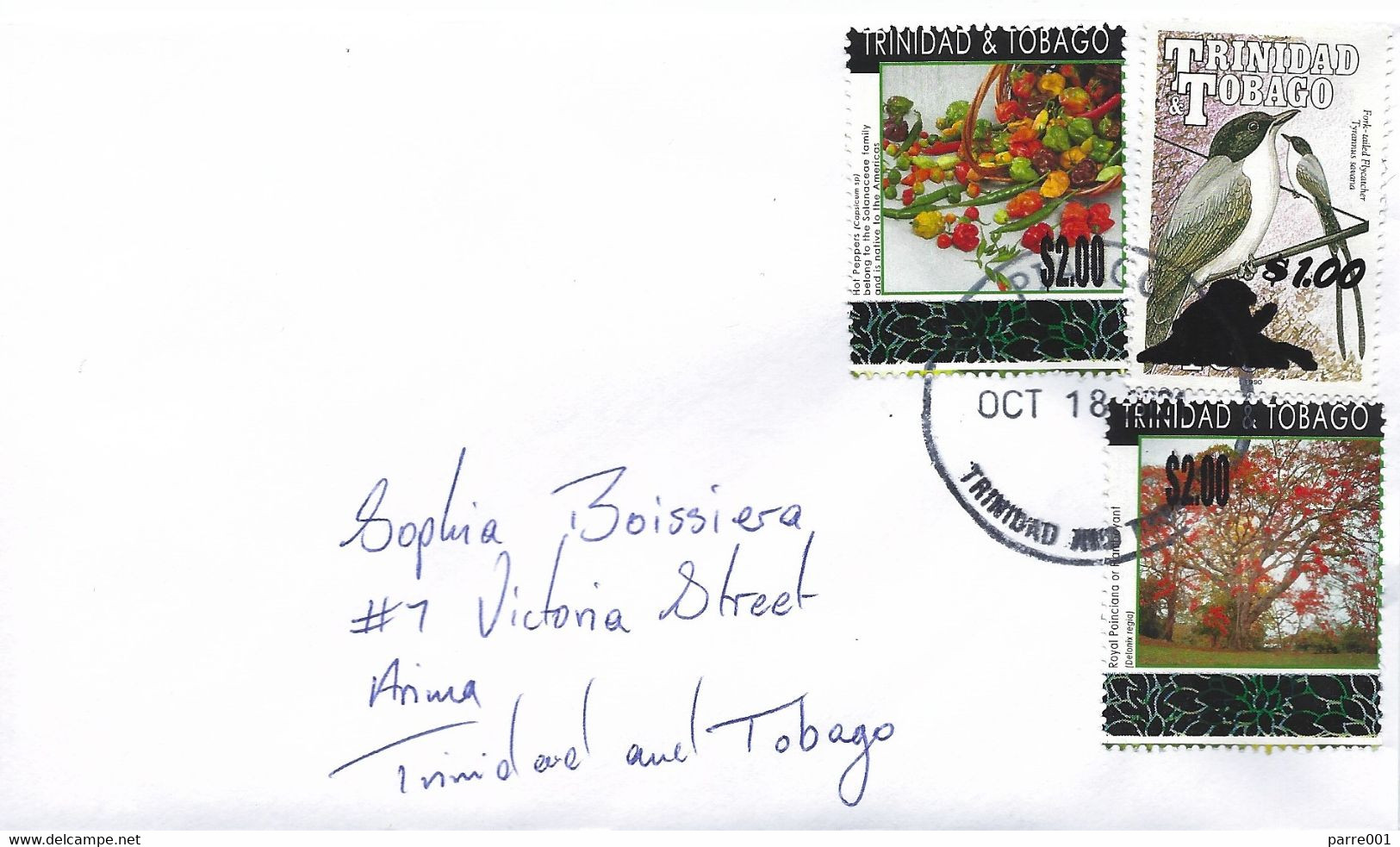 Trinidad & Tobago 2021 Piarco Overprint Flycatcher $1 (2019) Cuisine Pepper Gastronomy Flowering Tree $2 (2019) Cover - Trinidad & Tobago (1962-...)