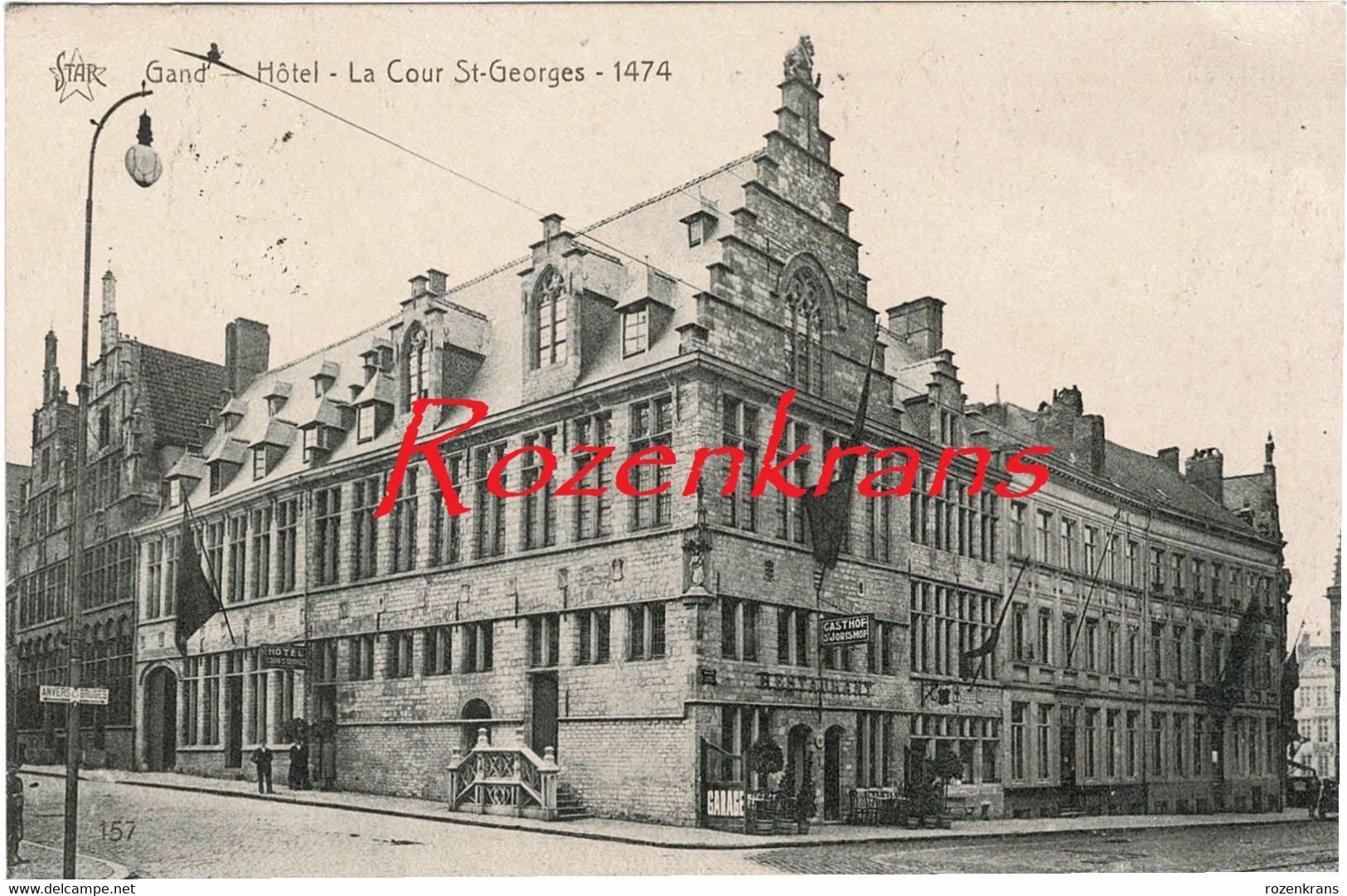 Gand Gent Meer Zeldzame Animatie Hotel La Cour Saint St Georges Sint Jorishof Gasthof Garage  (In Zeer Goede Staat) - Gent