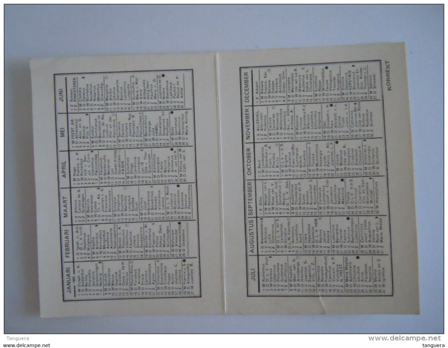 Kalender 1968 Reclame Drukkerij Papierhandel De Koninck Asse - Petit Format : 1961-70