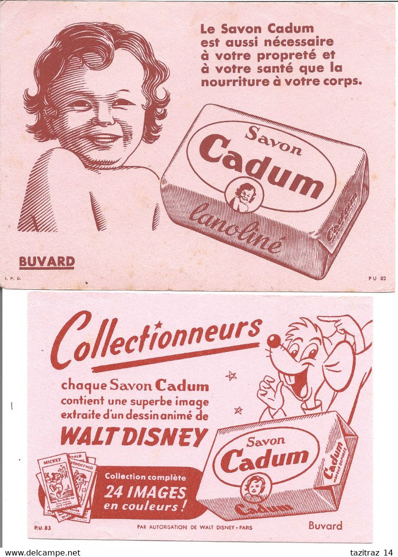 2 BUVARDS CADUM Walt Dysney / Lanoliné - Parfum & Cosmetica