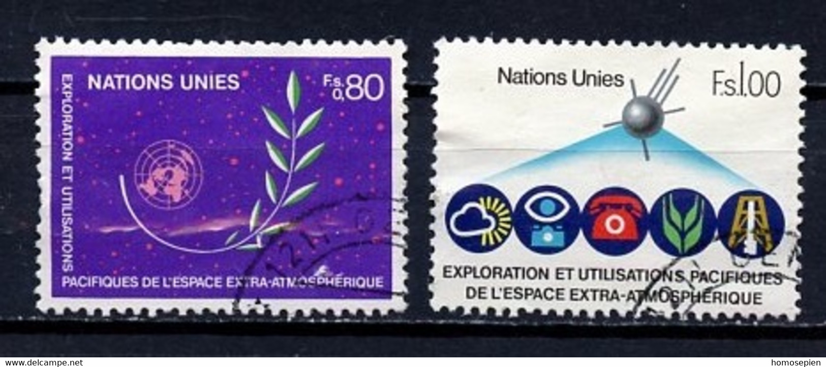 NU Genève - Vereinte Nationen 1982 Y&T N°107 à 108 - Michel N°107 à 108 (o) - Utilisations Pacifiques De L'espace - Gebruikt