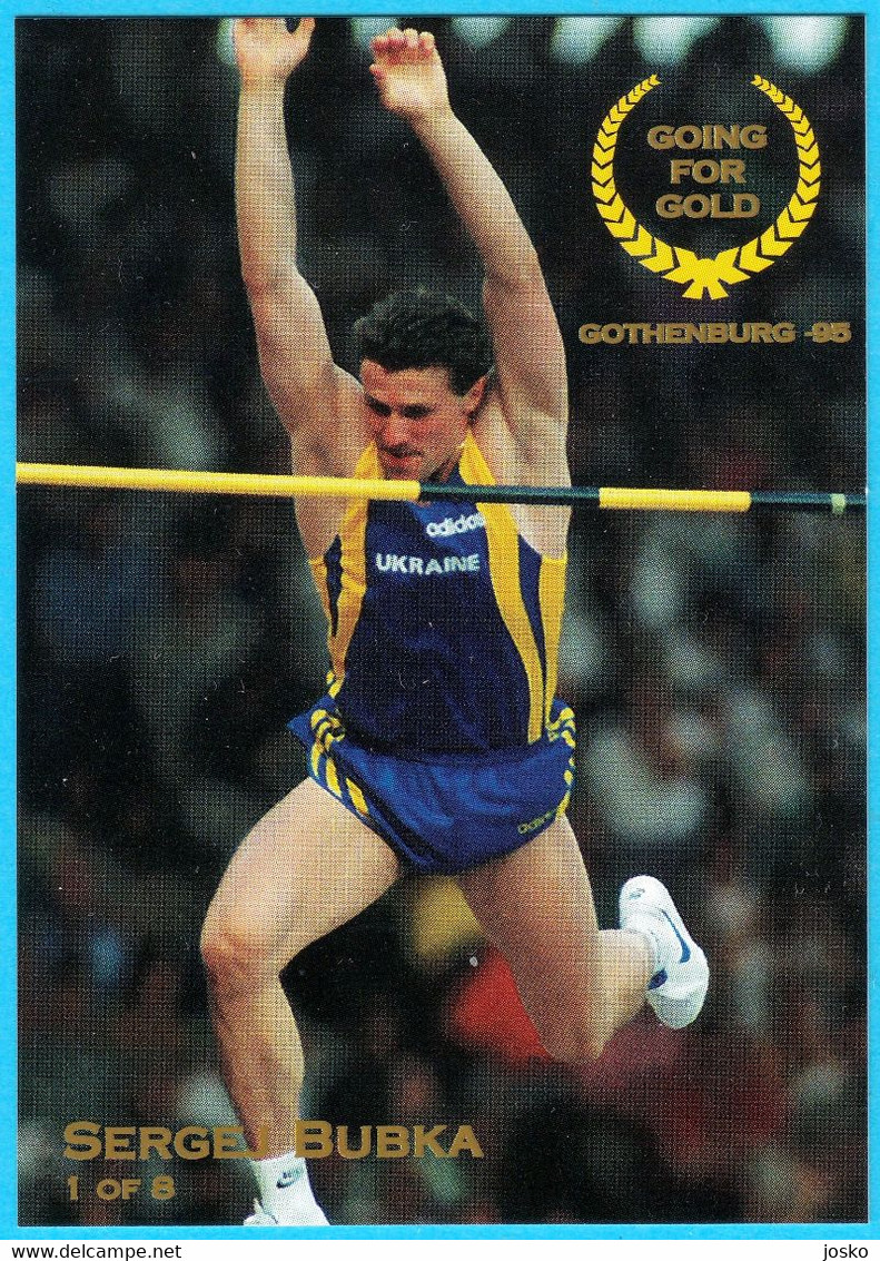 SERGEY BUBKA Ukraine (Pole Vault) - 1995 WORLD CHAMPIONSHIPS IN ATHLETICS Trading Card * Athletisme Athletik Ukraina - Trading-Karten