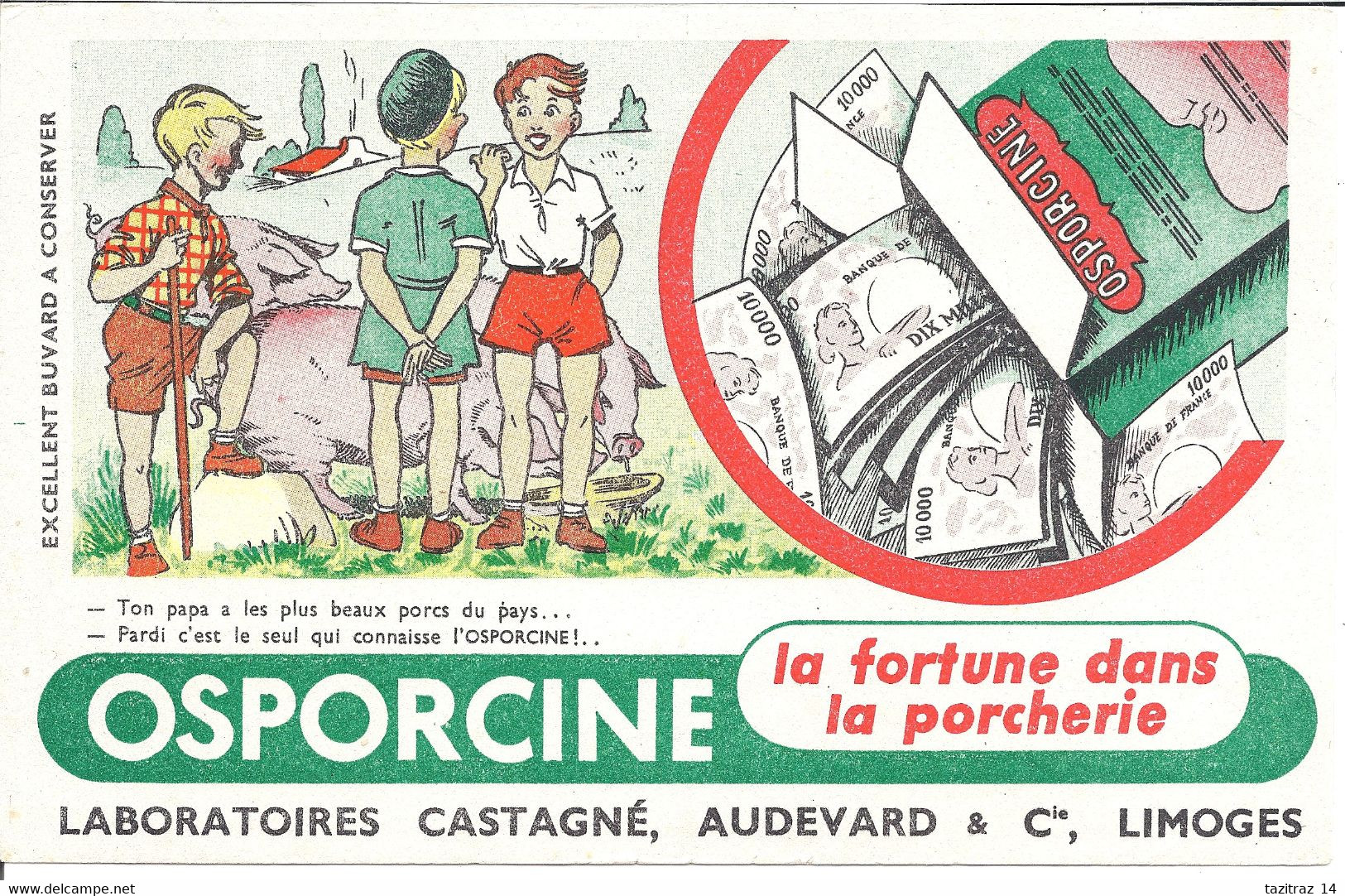 Buvard  OSPORCINE   Laboratoires Castagné, Audevard & Cie Limoges - Agriculture