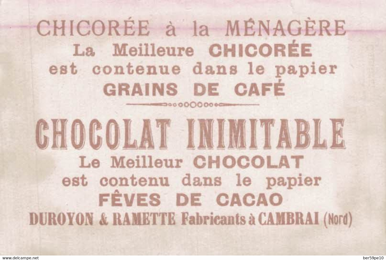 CHROMO CHOCOLAT INIMITABLE DUROYON & RAMETTE CAMBRAI JOLI MOULIN A EAU - Duroyon & Ramette