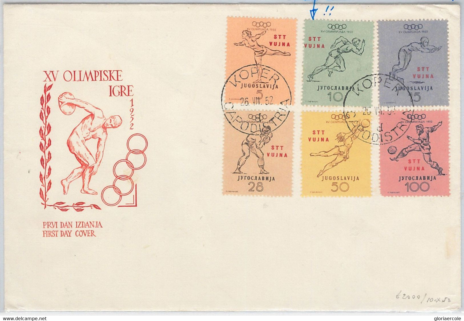 55406 -  ITALY Trieste B - POSTAL HISTORY -  FDC  COVER  1952  OLYMPIC GAMES  Football Boxing - Verano 1952: Helsinki