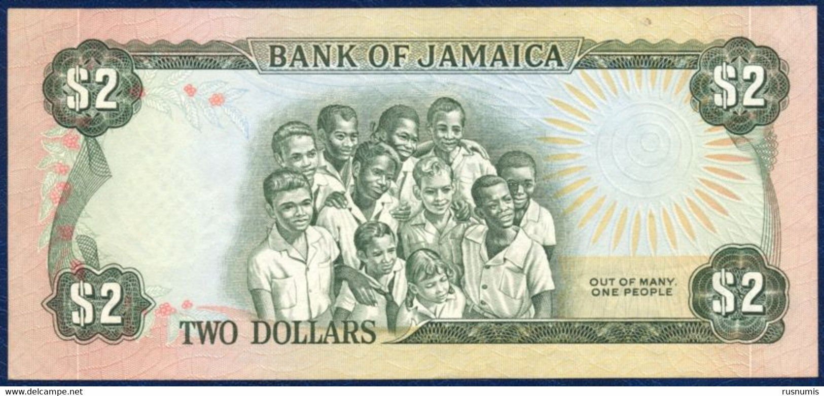 JAMAICA JAMAIKA 2 DOLLARS P-65a Paul Bogle, Hummingbird / Students Primary School, Kingston 1982 - 1986 XF++ - Jamaique