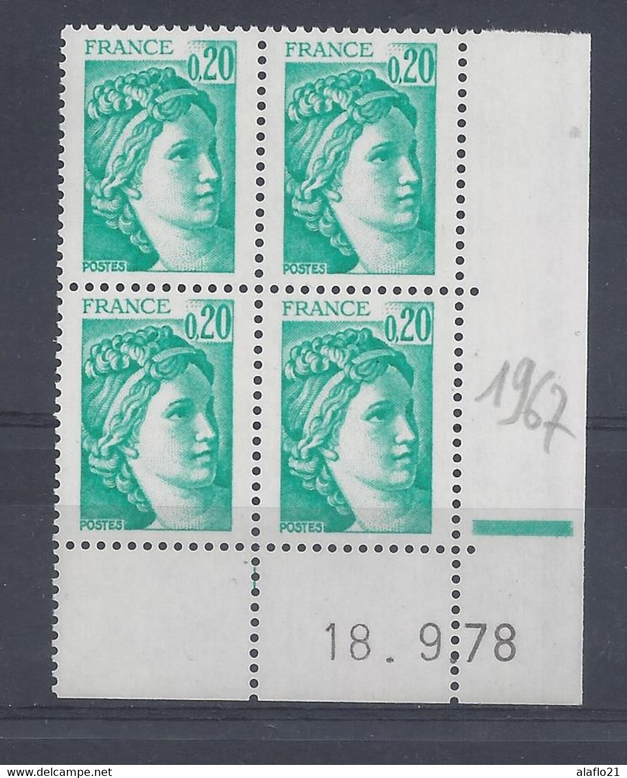 SABINE N° 1967 - Bloc De 4 COIN DATE - NEUF SANS CHARNIERE - 18/9/78 REPERE ELECTRONIQUE - 1970-1979