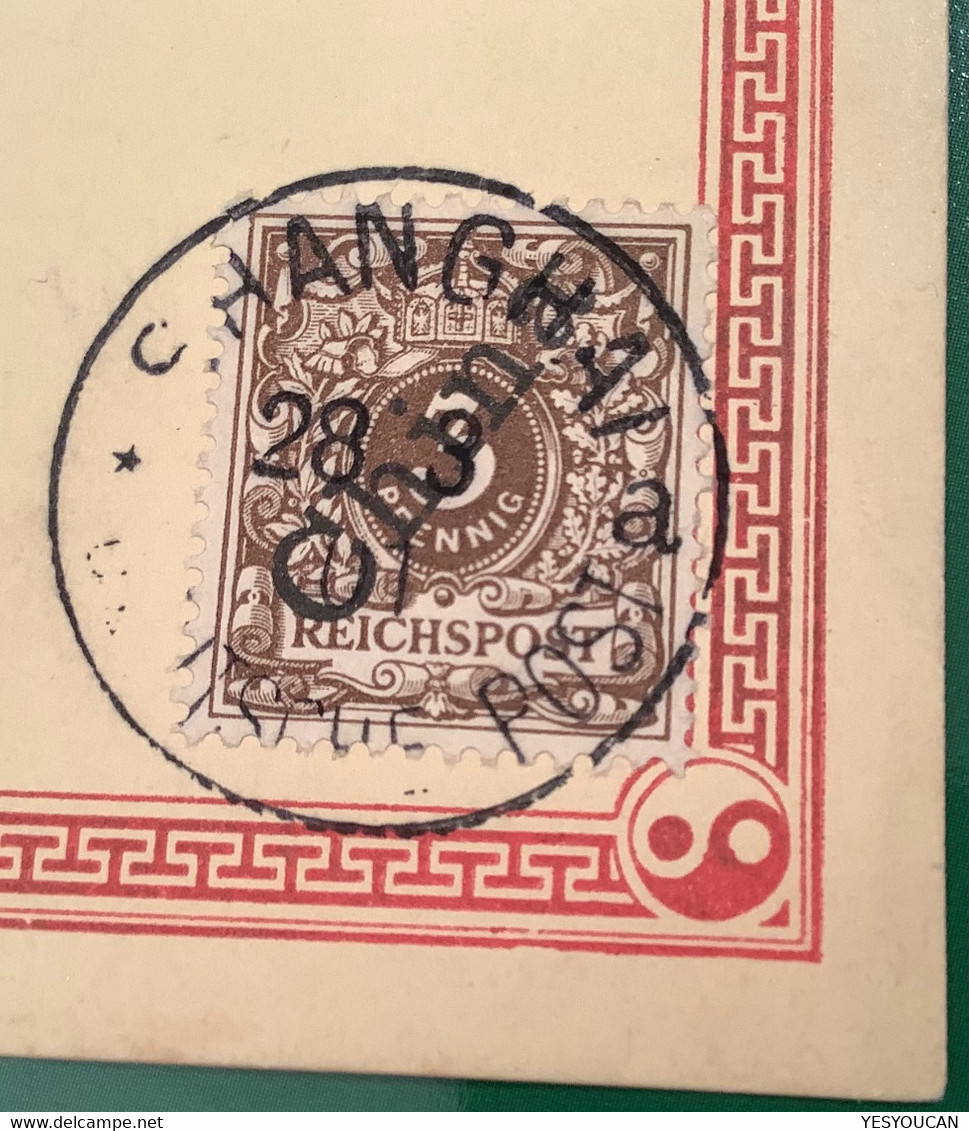 SHANGHAI 1901 Mixed Franking On Imperial China Postal Stationery(Deutsche Post Brief Chine Lettre Cover BPP - Brieven En Documenten