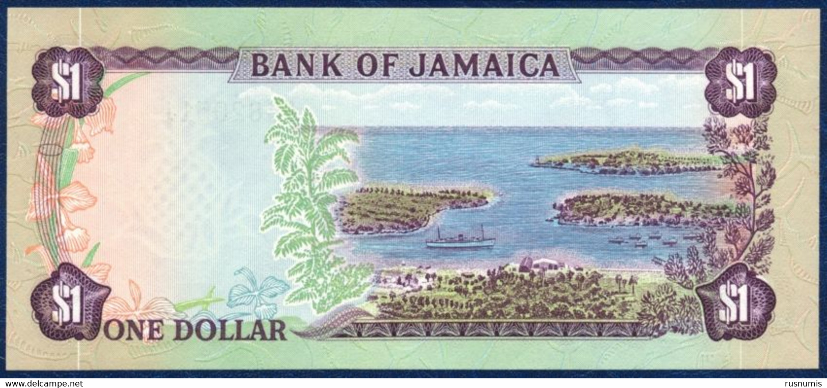 JAMAICA JAMAIKA 1 DOLLAR P-59b Sir Alexander Bustamante / Harbor SIGN: Walker (1960) 1976 UNC - Jamaique