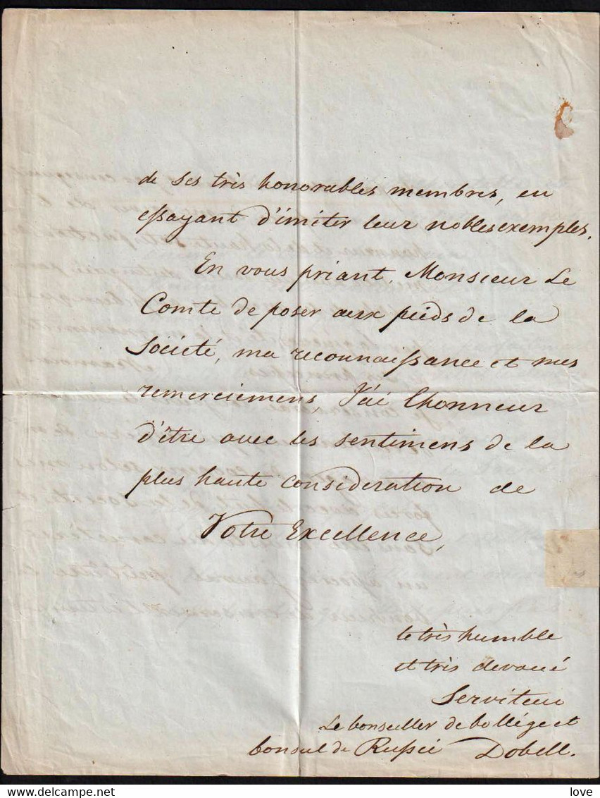 RUSSIE: Lettre Unique Du Consul De Russie: Dobell à Elseneur (Danemark) En 1844 Et Adressée Au Comte De Brignole - ...-1857 Vorphilatelie