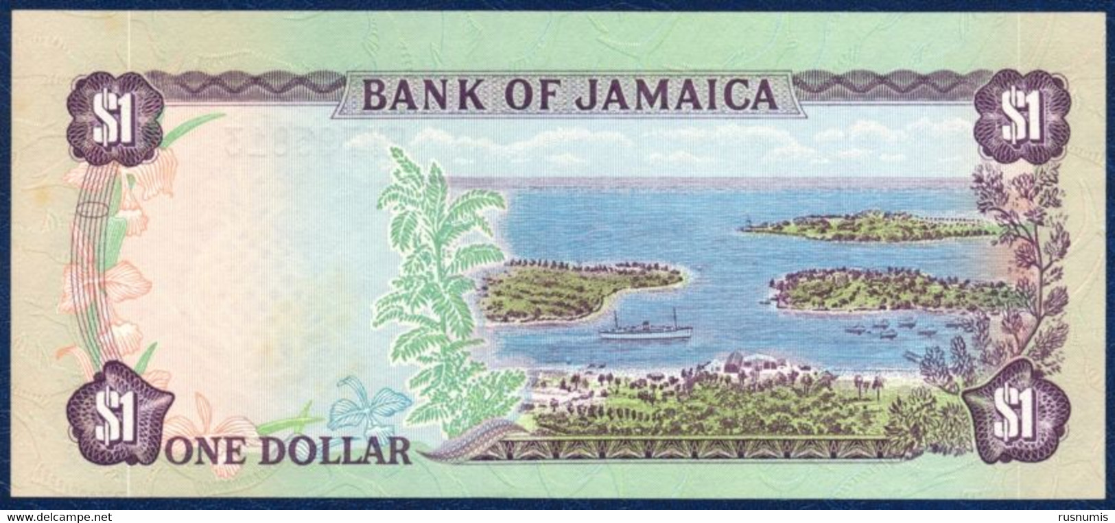 JAMAICA JAMAIKA 1 DOLLAR P-64a Sir Alexander Bustamante / Harbor SIGN: Jefferson 1982 - 1986 UNC - Jamaique