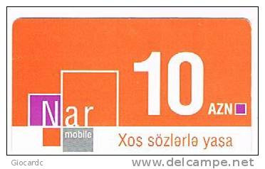 AZERBAIJAN  - AZERFON / NAR MOBILE  (RECHARGE GSM)   -  ORANGE CARD: 10 AZN   - USATA° (USED) - RIF. 312 - Azerbeidzjan