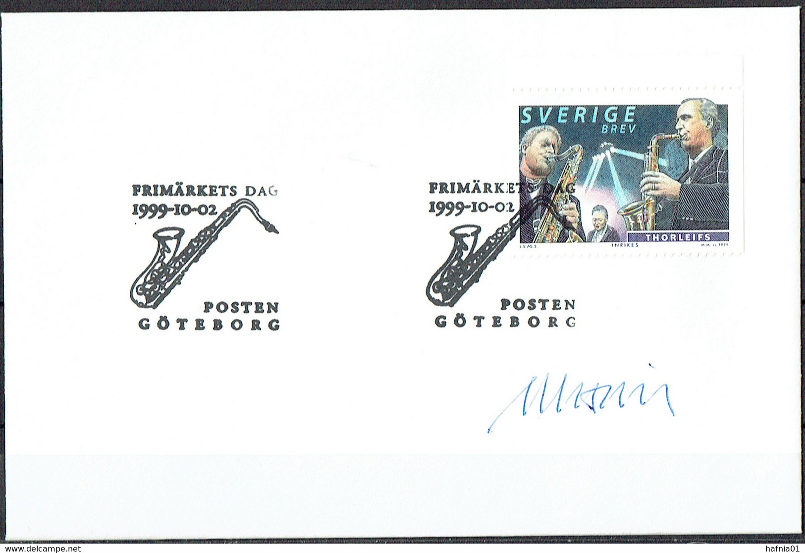 Martin Mörck. Sweden  1999. Swedish Dance Bands. Michel 2143. Cover. Special Cancel Signed. - Briefe U. Dokumente