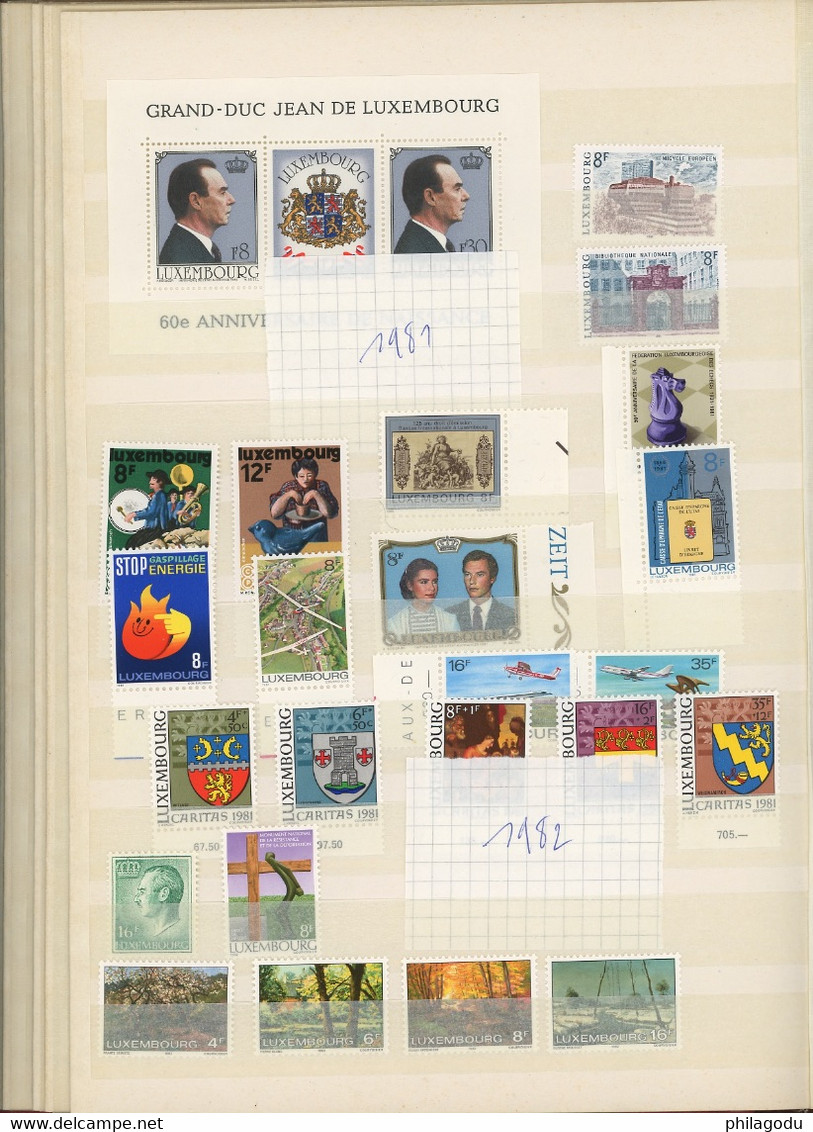 1970-1986 par 1 X ou 5 X. tous neufs **. 833 timbres du Luxembourg quasi tous THEMATIQUES.  . TRES  forte faciale