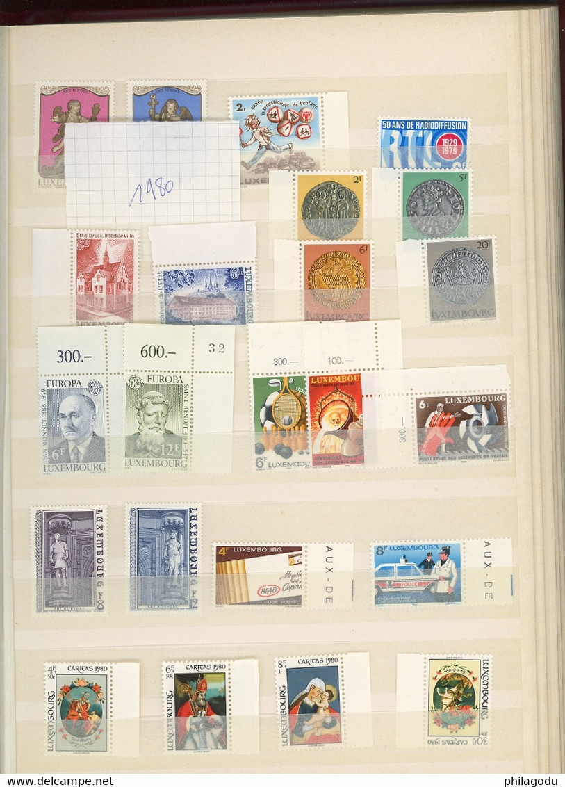 1970-1986 par 1 X ou 5 X. tous neufs **. 833 timbres du Luxembourg quasi tous THEMATIQUES.  . TRES  forte faciale