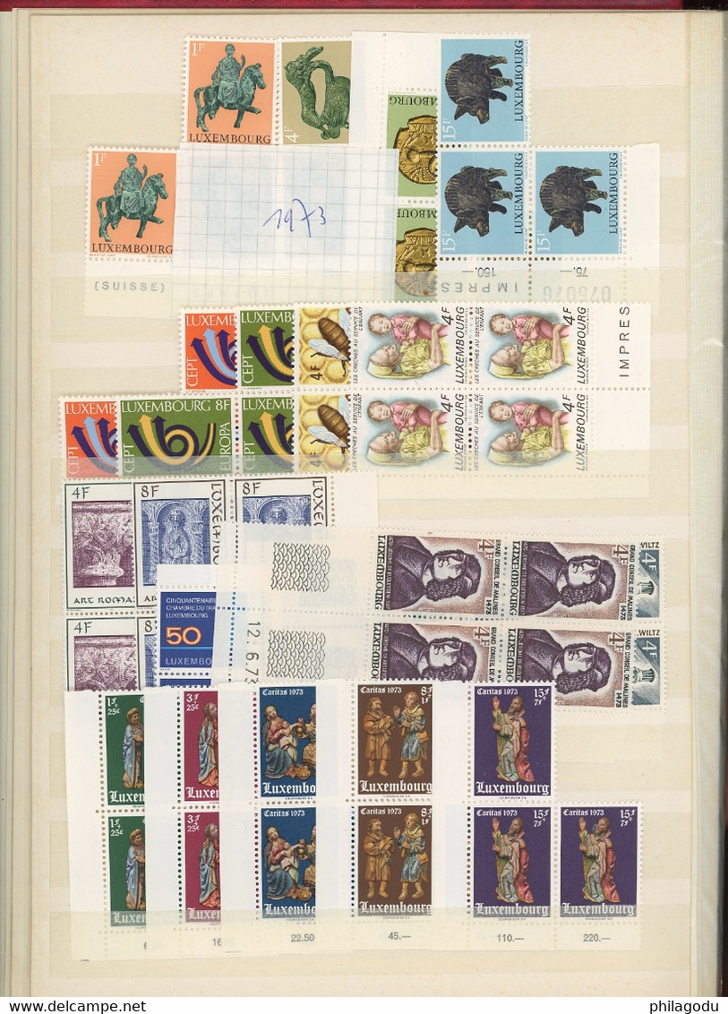 1970-1986 par 1 X ou 5 X. tous neufs **. 833 timbres du Luxembourg quasi tous THEMATIQUES.  . TRES  forte faciale