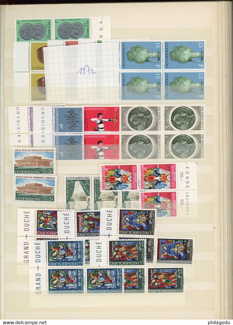 1970-1986 par 1 X ou 5 X. tous neufs **. 833 timbres du Luxembourg quasi tous THEMATIQUES.  . TRES  forte faciale