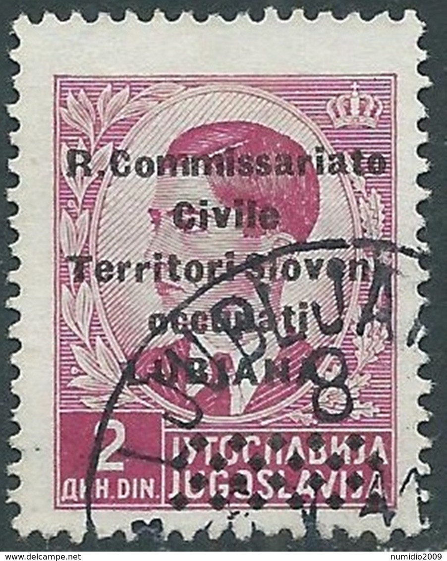 1941 LUBIANA USATO R. COMMISSARIATO CIVILE 2 D - RA7-3 - Lubiana