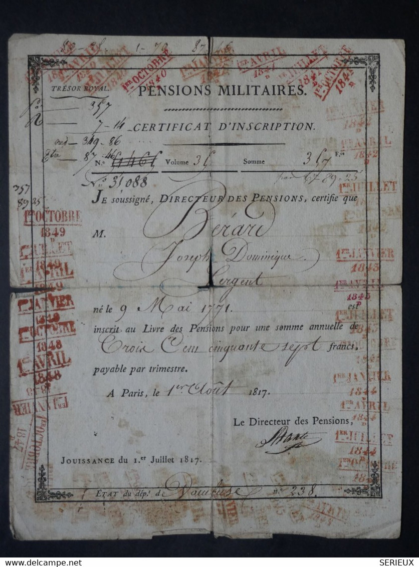 AL10 FRANCE BELLE  LETTRE  PENSION MILITAIRE  1817 AUVERGNE  .PAS COURANT.  INTERESSANT - Ohne Zuordnung