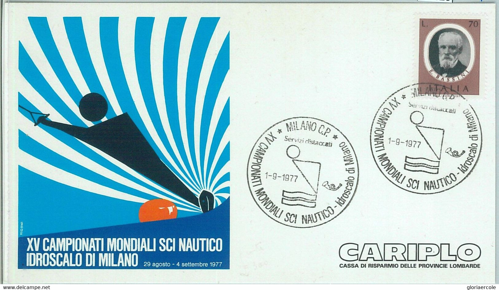 67823 - ITALY - POSTAL HISTORY - SPECIAL POSTMARK On CARD - 1977, Water Skiing, Idroscalo Di Milano - Waterski
