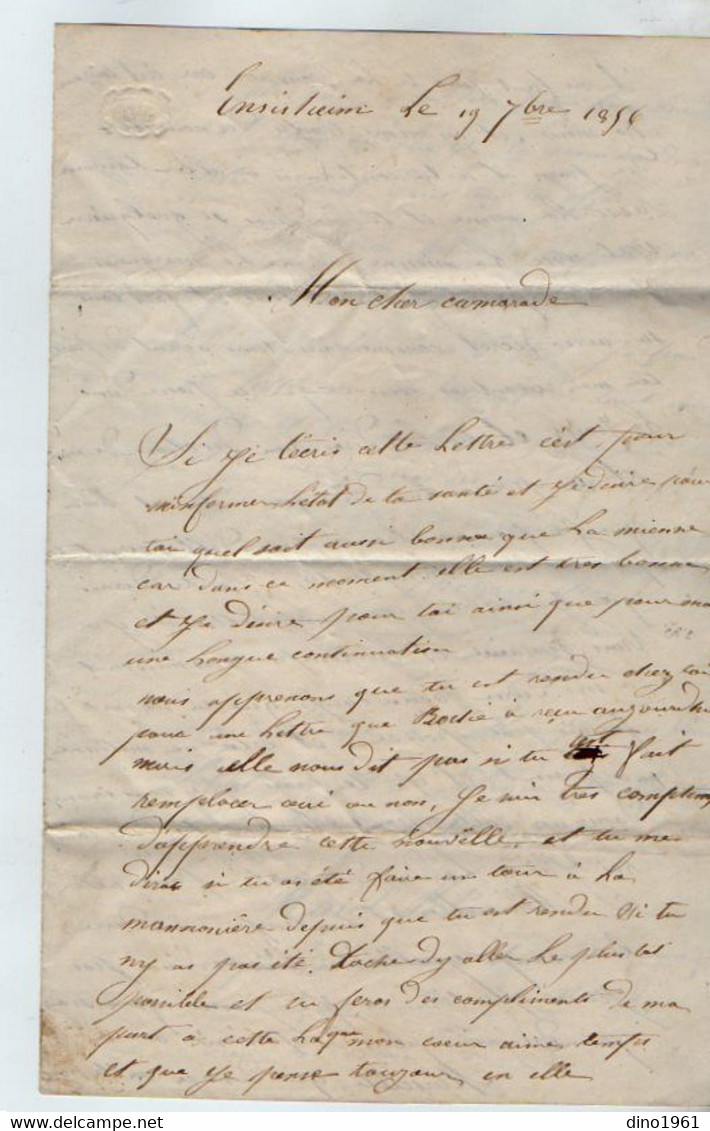 VP18.770 - MILITARIA - 1856 - Lettre De Mr Jean JACQUES Soldat Au 78 ème Rgt De Ligne à ENSISHEIM ( Haut - Rhin ) - Documenti