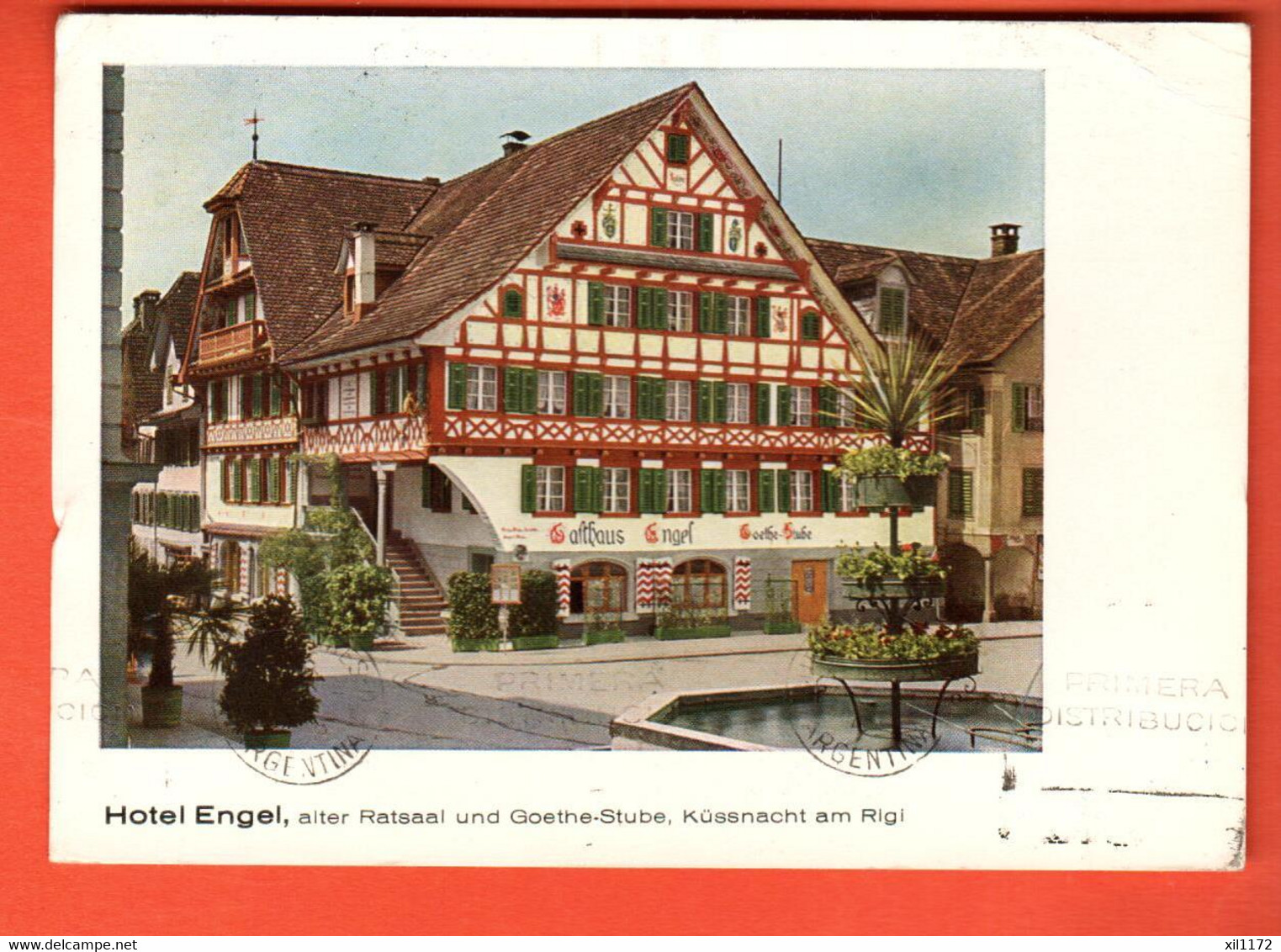 QAD-11 Küssnacht Am Rigi Hotel Engel Gelaufen 1948 Nach Buones-Ayres Argentina Gross Format - Küssnacht