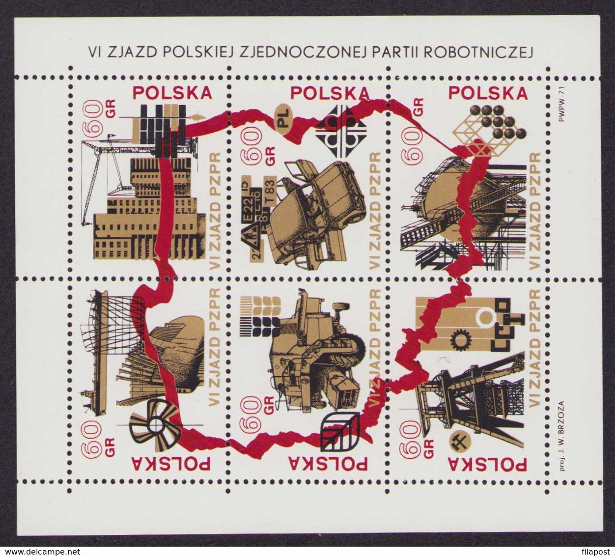 Poland 1971 Full Year / Chemistry Mine Car Fiat, Flowers, Copernicus / Full Sets With Blocks MNH** - Années Complètes