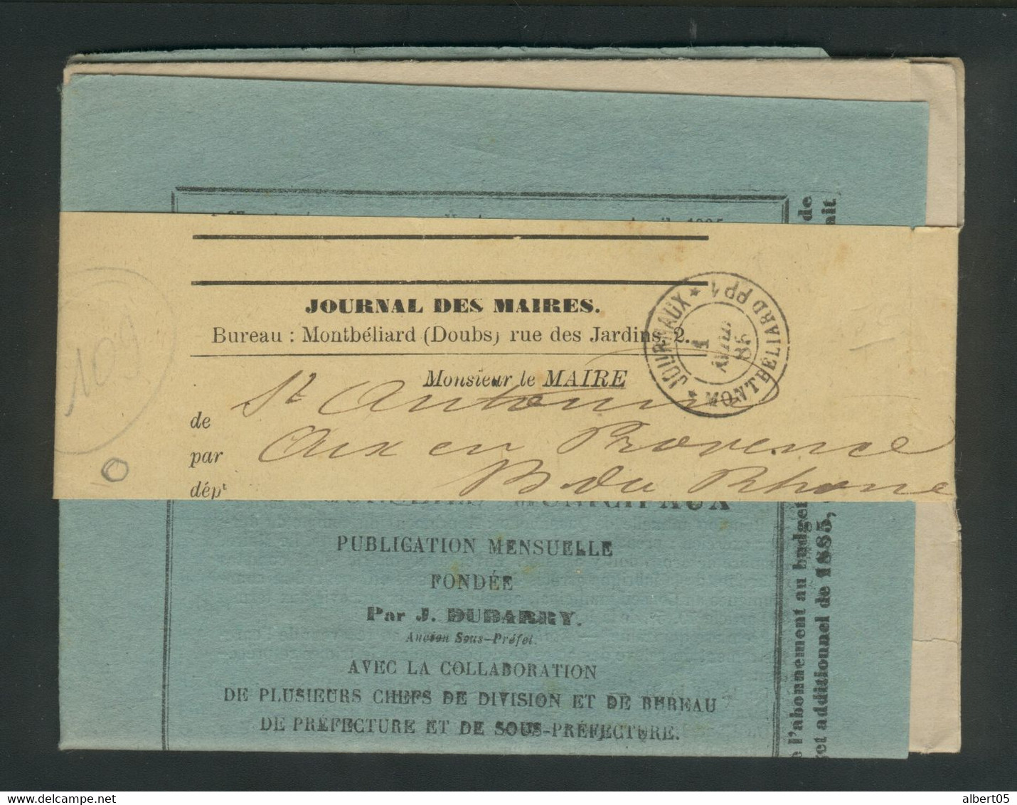 Journal Des Maires - Cachet Journaux Montbéliard PP   Avril 1885 - Newspapers