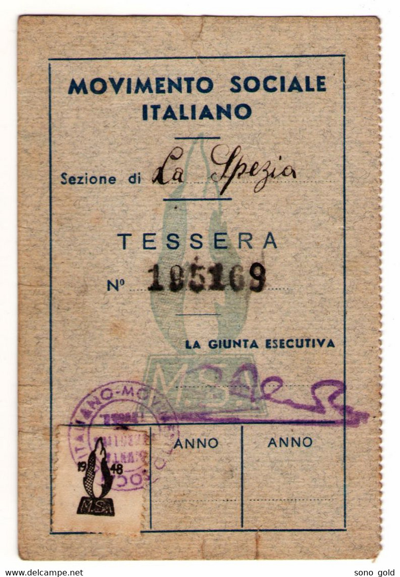Movimento Sociale Italiano ~ Tessera 1948 - Historische Dokumente