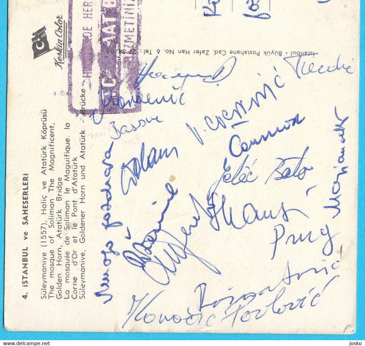 YUGOSLAVIA BASKETBALL TEAM (1960's) In Istanbul AUTOGRAPHS Cermak Skansi Solman Raznatovic Cvetkovic Maroevic Autograph - Autographes