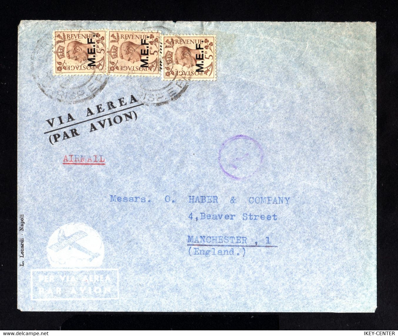 S3037-ITALIAN LIBIA-AIRMAIL MILITARY COVER TRIPOLI To MANCHESTER (england)1947.WWII.CIRENAICA.BRITISH.Enveloppe AERIEN - Libia