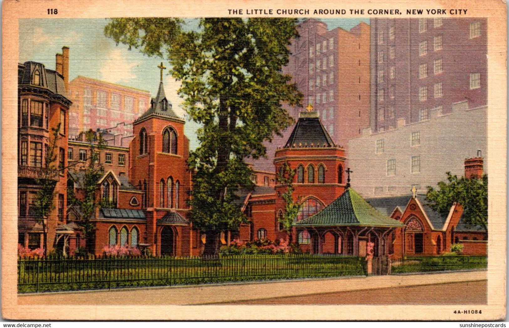 New York City The Little Church Around The Corner 1943 Curteich - Églises