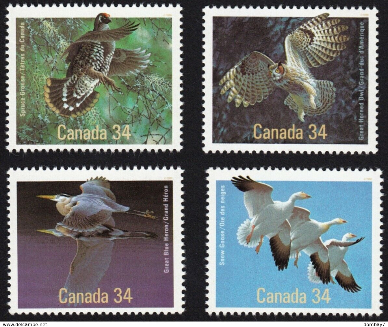 Birds = Owl, Heron, Grouse, Goose = Canada 1986 #1095-1098 MNH Set Of 4 - Gänsevögel