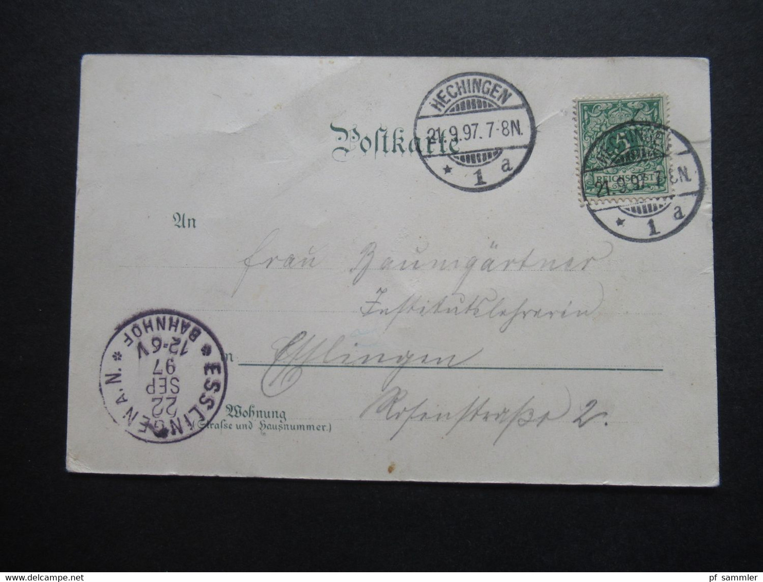 DR 1897 Frühere AK Gruss Vom Hohenzollern  Kunstverlag Gebrüder Metz, Tübingen Stempel Esslingen Bahnhof - Hechingen