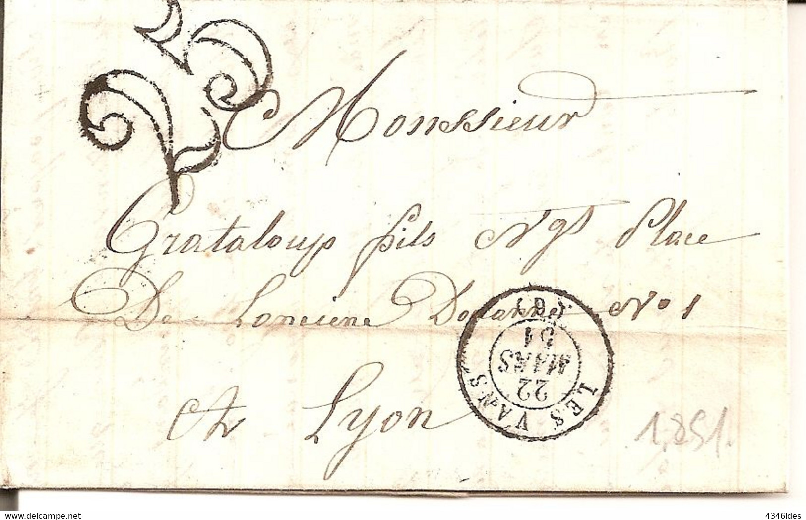 Les Vans (Ardèche) Cachet à Date Type 15 - Taxe 25 - 1801-1848: Vorläufer XIX