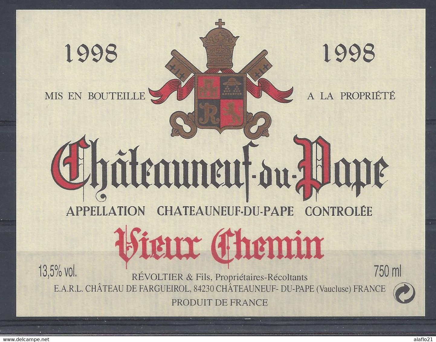 CHATEAUNEUF Du PAPE - VIEUX CHEMIN 1998 - Côtes Du Rhône