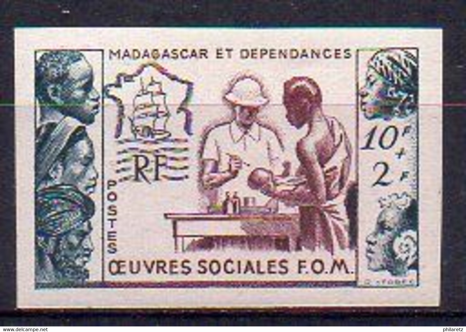 Madagascar N° 320 Neuf * - Non Dentelé - Cote 28€ - Unused Stamps