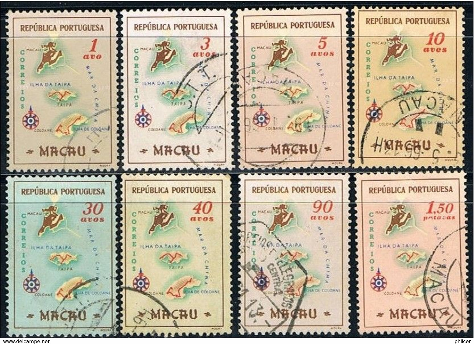 Macau, 1956, # 386/93, Used - Usados