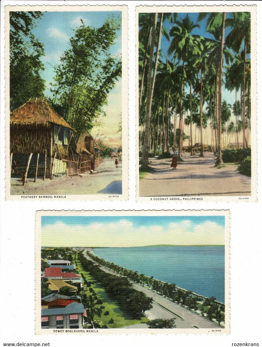 Lot 3 X CPA Philippines Philippinen Filipinas Philippijnen Old Postcard Cartes Postales Manila Dewey Boulevard Coconut - Filipinas