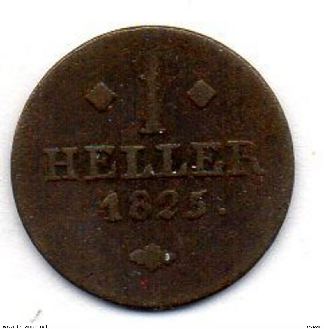 GERMAN STATES - HESSE-CASSEL, 1 Heller, Copper, Year 1825, KM #576 - Kleine Munten & Andere Onderverdelingen