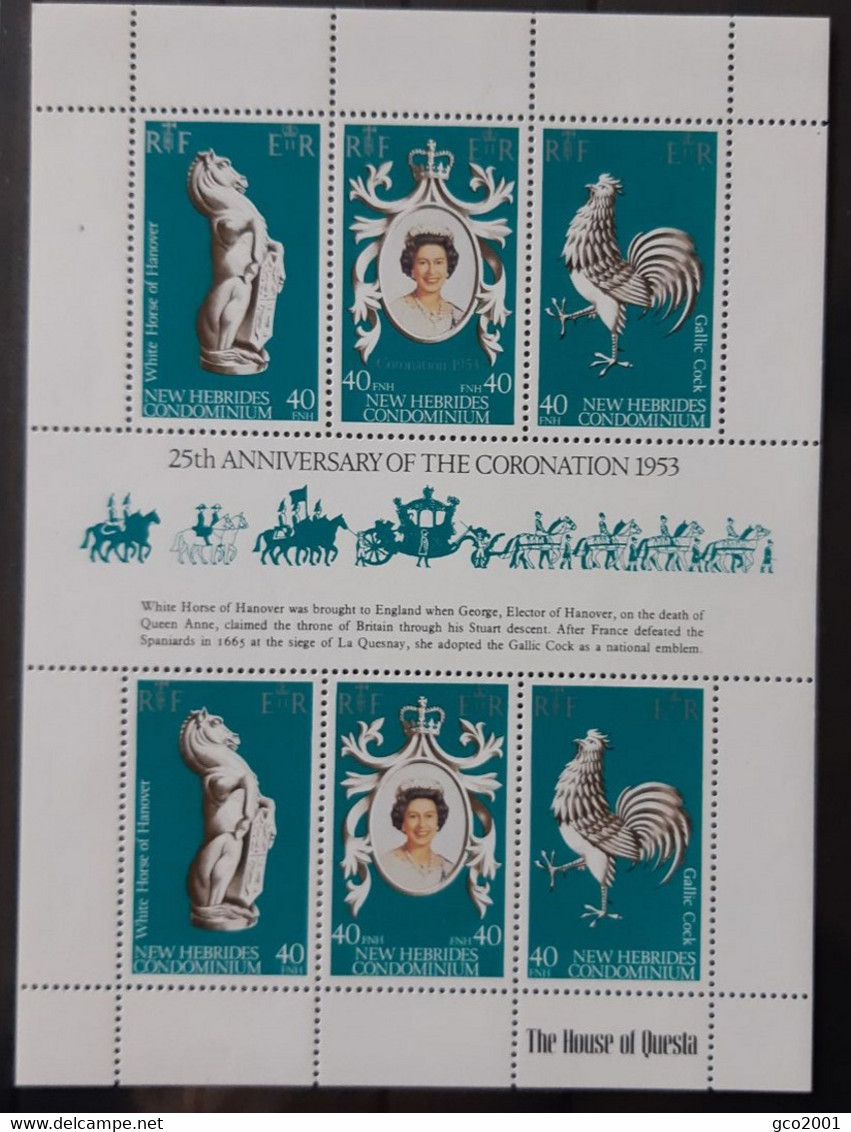 NOUVELLES-HÉBRIDES / YT BF 1 / CHEVAL - COQ - OISEAU - ELIZABETH II - CARROSSE / NEUF ** / MNH - Hojas Y Bloques