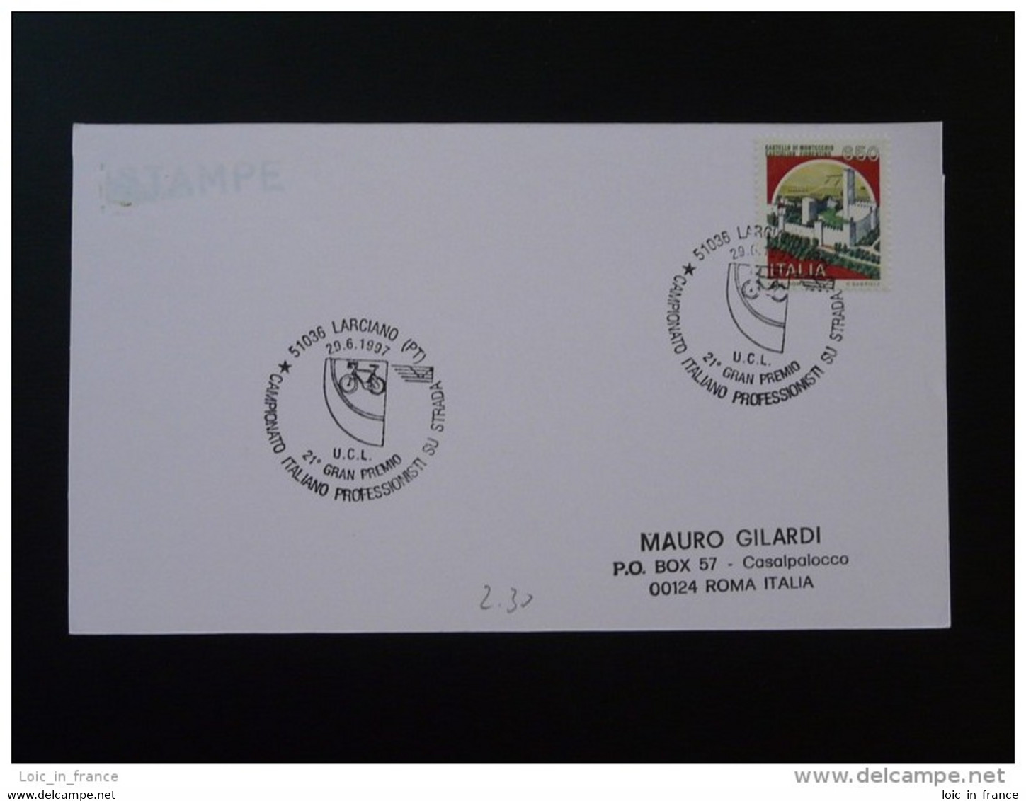 Cyclisme Cycling Grand Prix Larciano 1997 Obliteration Postmark Italie Italy Italia - Ciclismo