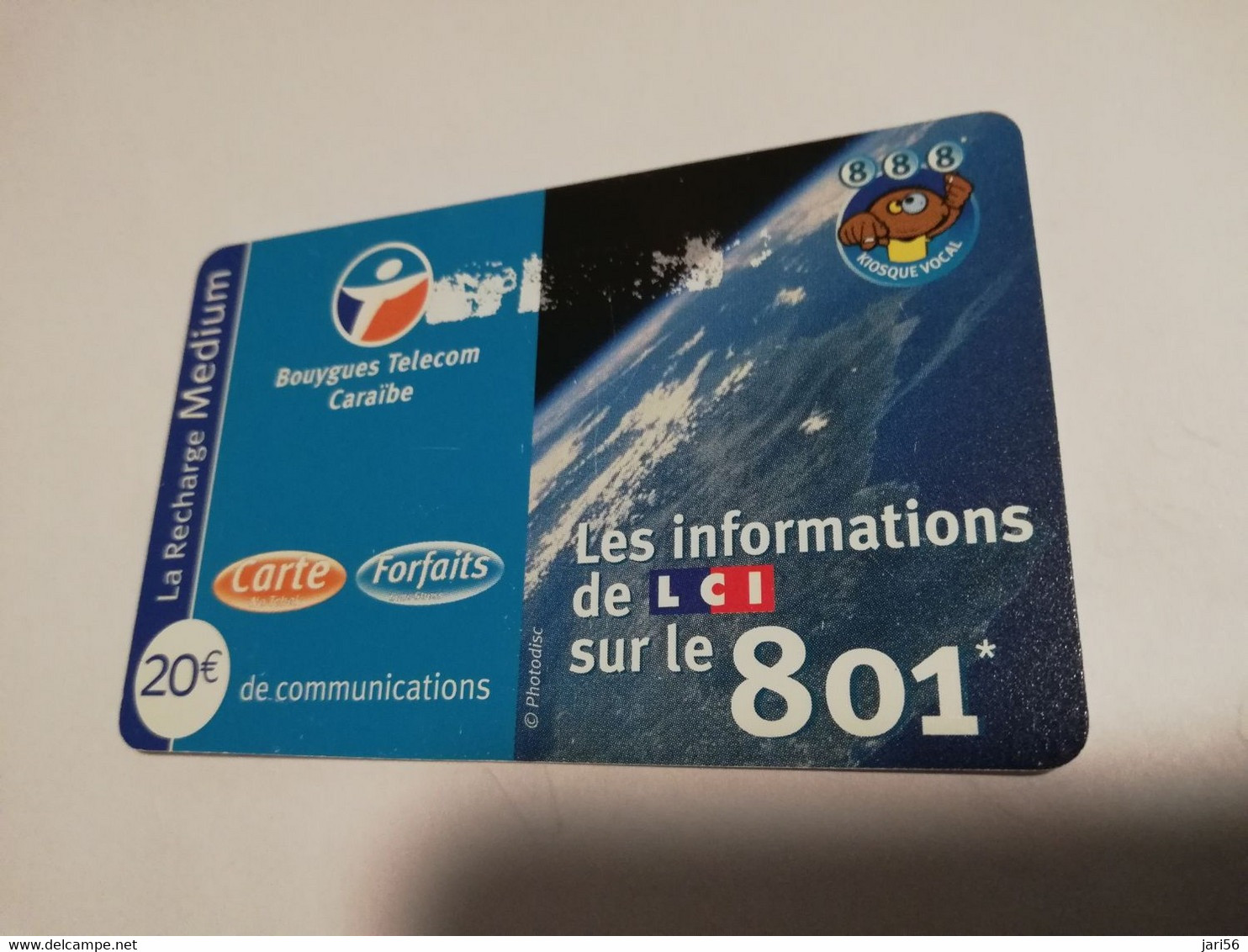 Caribbean Phonecard St Martin French Caribbean ANTILLES FRANCAISES RECHARGE BOUYGUES  20 EURO   **6683 ** - Antilles (Françaises)