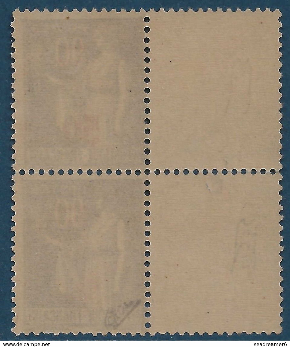 France Type Paix N°482** 50c/90c Bleu Surcharge Quasi éffacée Tenant à Normal TTB Signé Calves - 1932-39 Peace