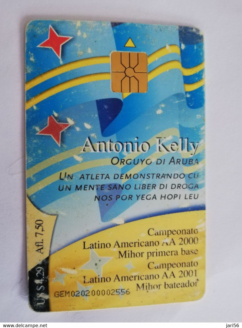 ARUBA CHIP  CARD   SETAR  SPORTS  Antonio Kelly    AFL 7,50   Fine Used Card  **6699** - Aruba