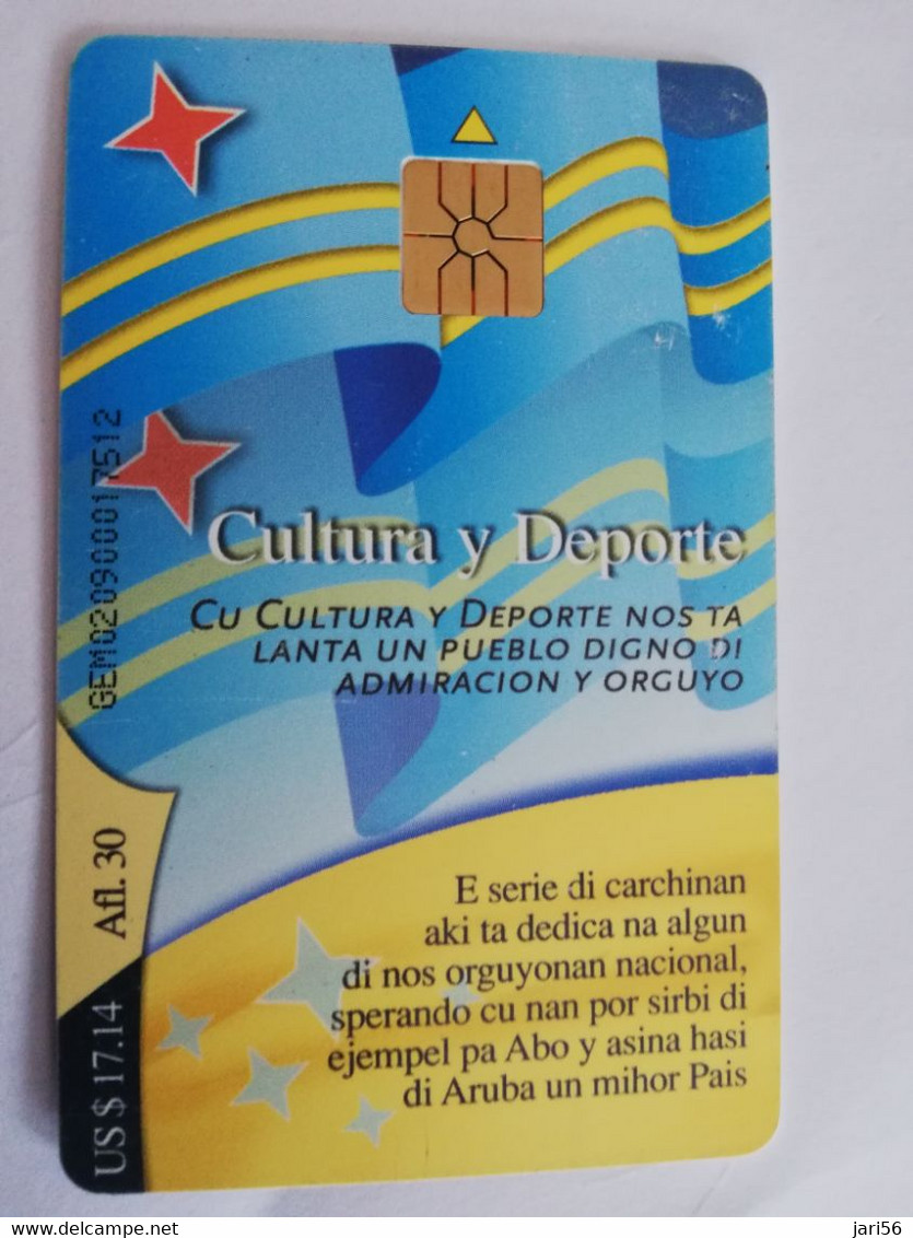 ARUBA CHIP  CARD   SETAR ORGUYO DI ARUBA  CULTURA Y DEPORTE        AFL 30,00   Fine Used Card  **6704** - Aruba